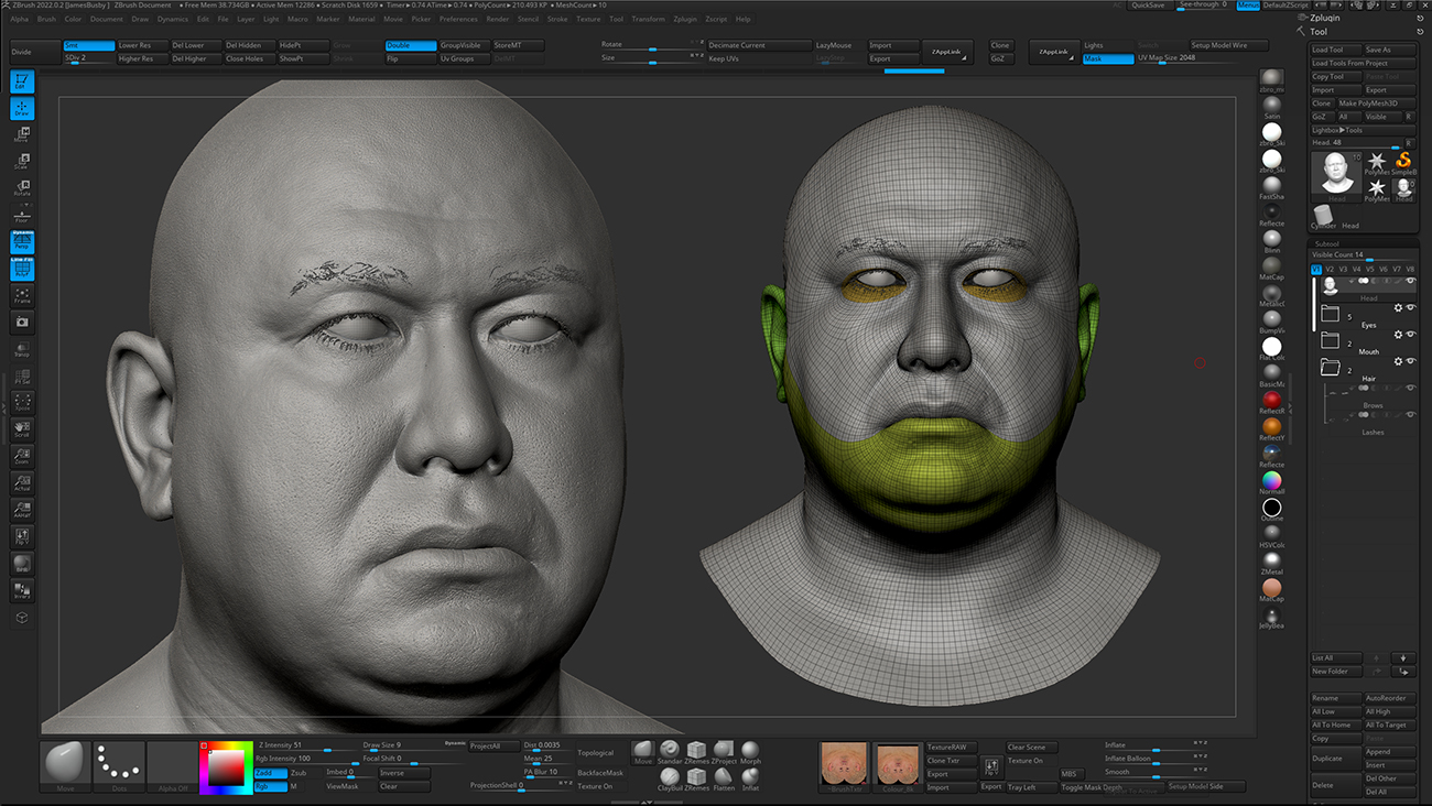 Realistic head sculpt in Zbrush